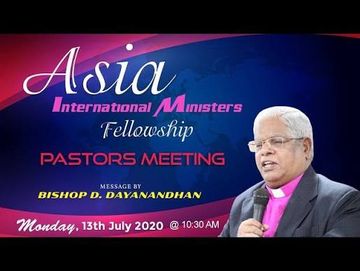 Bishop D. Dayanandhan speaking at an Asia International Ministers Fellowship pastors meeting