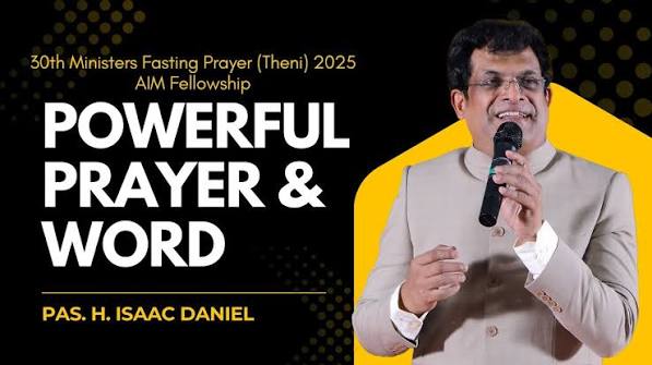 Pastor H. Isaac Daniel ministering at the 30th Ministers Fasting Prayer in Theni in 2025